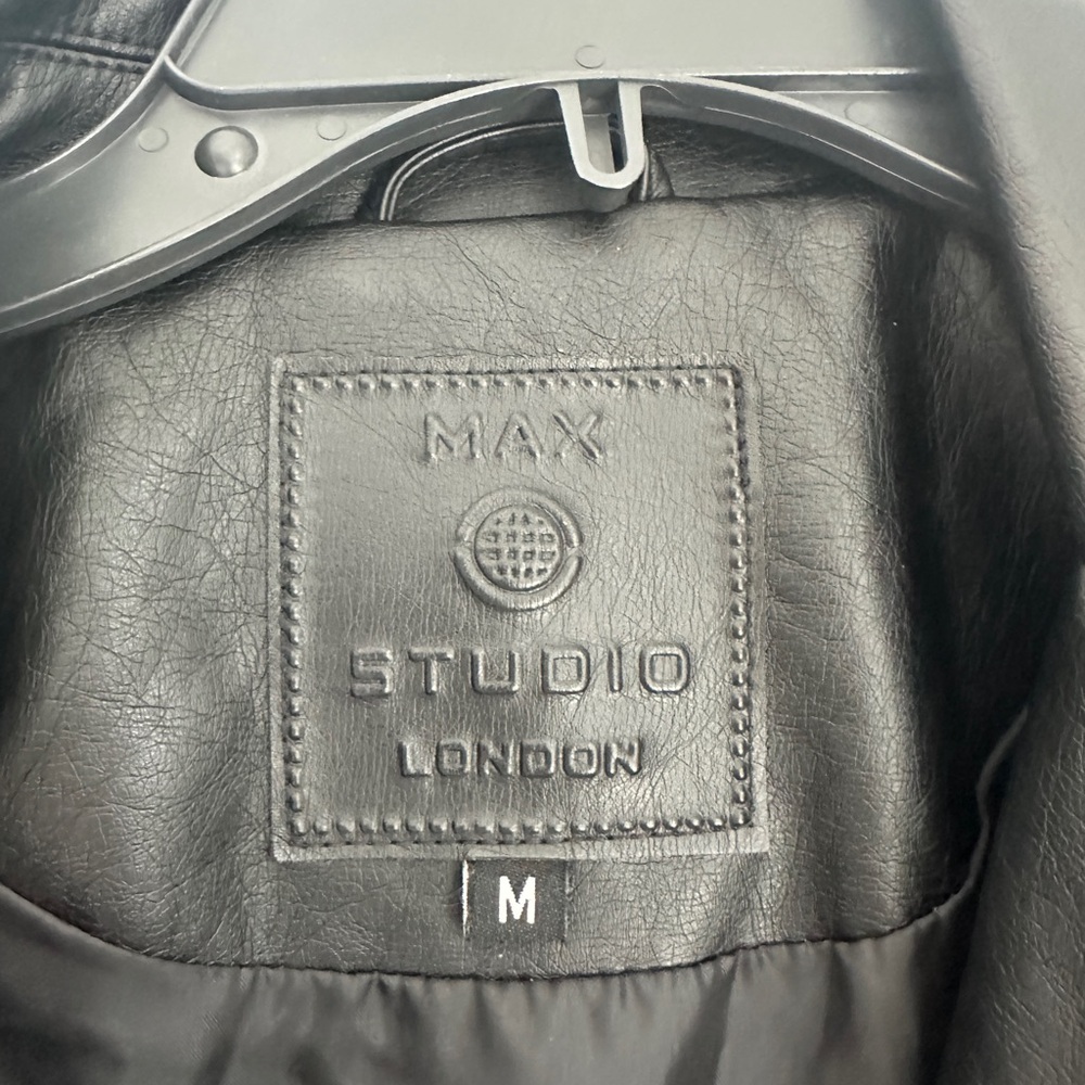 Max Studio Black Faux Leather Moto Jacket - Picture 2 of 3